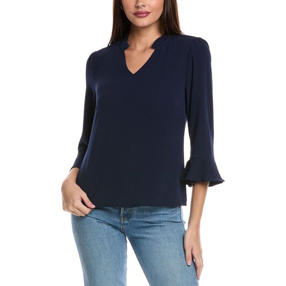 Cece Womens Elbow Ruffle Sleeve Top, Blue